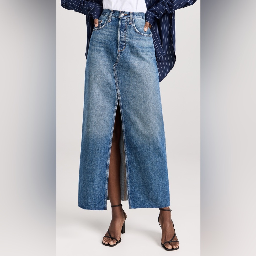 Favorite Daughter The Sadie High Rise Denim Maxi A- Line Skirt Size 24